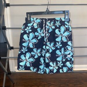 Snapper Rock Navy Swim Shorts with Teal Floral Print